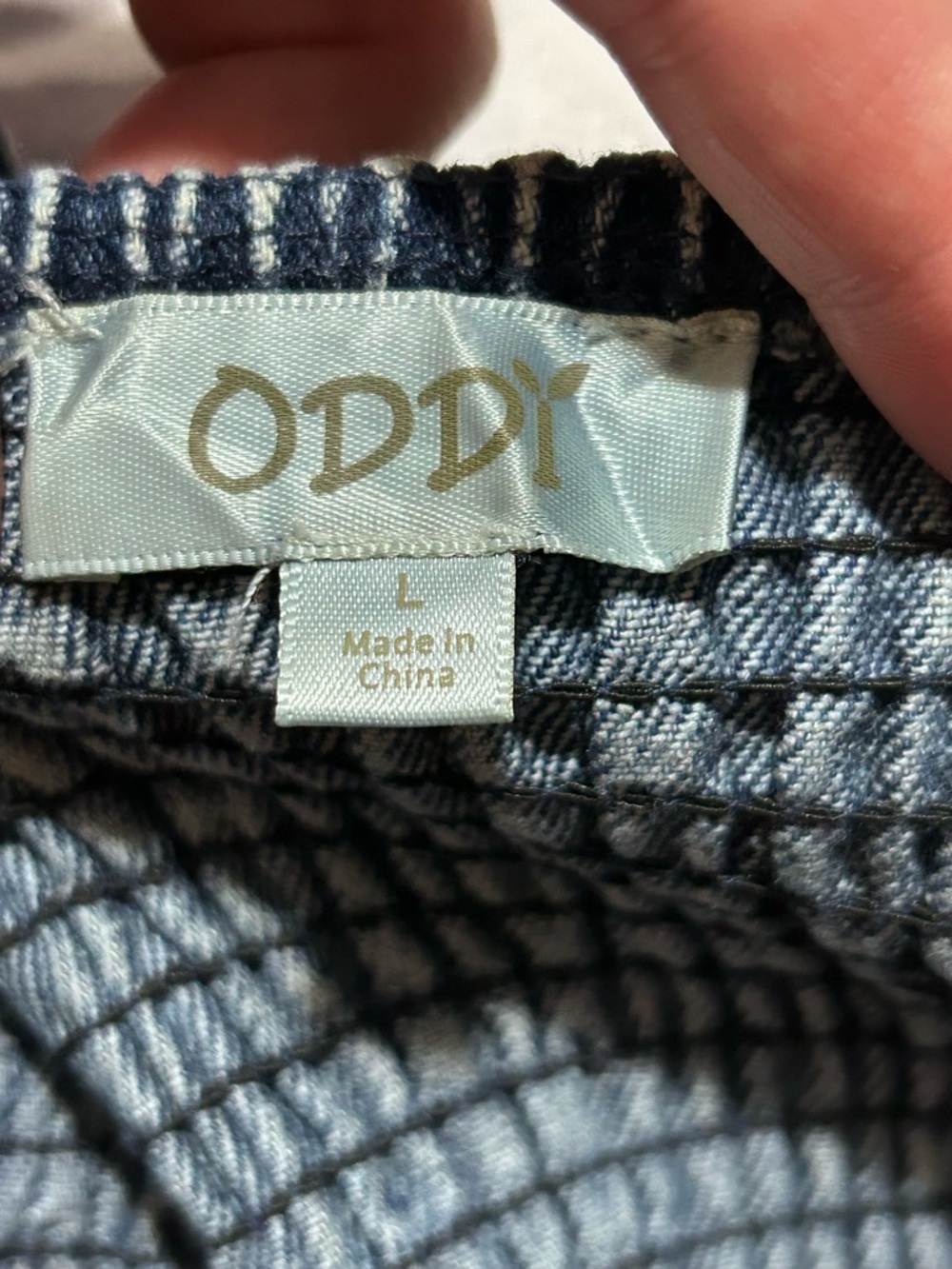 Oddi Large Denim Bodice Plaid Midi Dress - Blue and Red NWOT - Picture 9 of 9